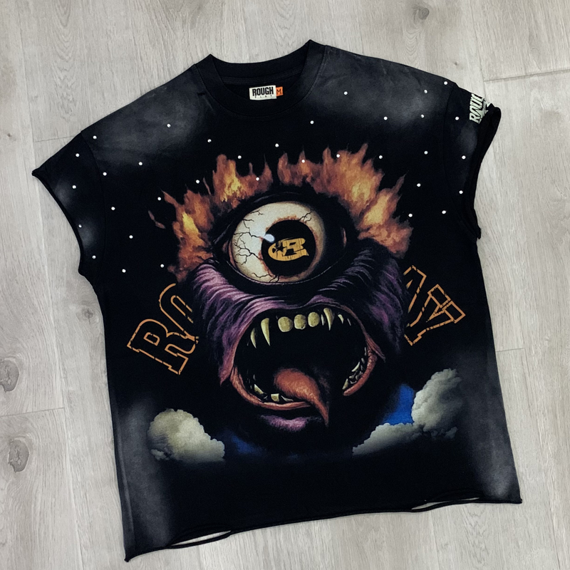 Streetwear Brand With Eye - Американский ретро-жилет ROUGH PLAY черного цвета
