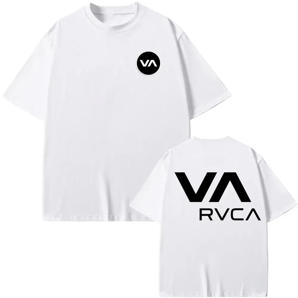 Streetwear Brand Top - Футболка RVCA, черная, летняя, хлопковая, с